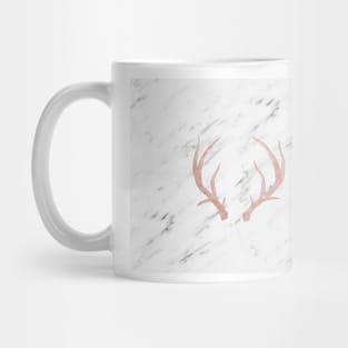 Rose gold antlers - soft white marble Mug